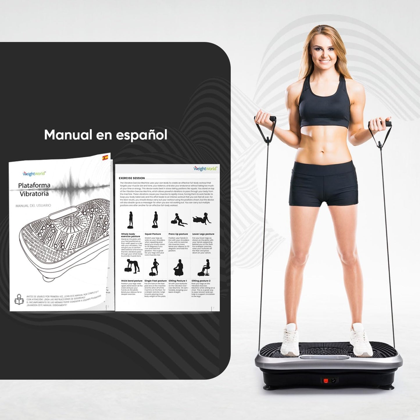 VibroFit™ Plataforma Vibratoria con Accesorios y Guía de Ejercicios GRATIS